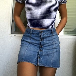Button up denim skirt
